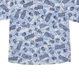 WES DORSEY Aztec Mens Shirt Blue 90s L