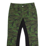 Camouflage Panelled Mens Trousers Green Regular Wide-Leg W34 L30