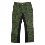 Camouflage Panelled Mens Trousers Green Regular Wide-Leg W34 L30