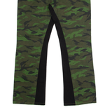 Camouflage Panelled Mens Trousers Green Regular Wide-Leg W34 L30