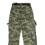 FB SISTER Cuffed Camouflage Cargo Womens Trousers Green Regular Tapered W26 L28