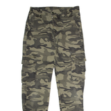 Cuffed Camouflage Cargo Mens Trousers Green Regular Straight W29 L33
