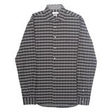 CALVIN KLEIN Slim Fit Mens Shirt Grey Check Long Sleeve L