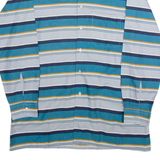 Mens Shirt Blue 90s Striped Long Sleeve L