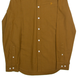 FARAH Slim Fit Mens Plain Shirt Brown Long Sleeve S