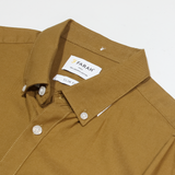 FARAH Slim Fit Mens Plain Shirt Brown Long Sleeve S