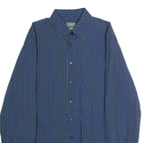 JAEGER Mens Shirt Blue Crazy Pattern Long Sleeve M