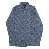 TED BAKER Mens Shirt Blue Crazy Pattern Long Sleeve S