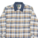 CASUAL LAND Zip Up Mens Flannel Shirt Blue Check Long Sleeve L
