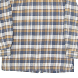 CASUAL LAND Zip Up Mens Flannel Shirt Blue Check Long Sleeve L