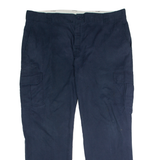 DICKIES Workwear Cargo Mens Trousers Blue Regular Straight W42 L32