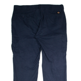 DICKIES Workwear Cargo Mens Trousers Blue Regular Straight W42 L32