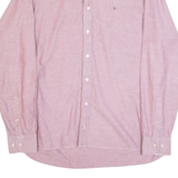 TOMMY HILFIGER Mens Plain Shirt Maroon Long Sleeve L
