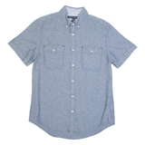 TOMMY HILFIGER Denim Look Mens Plain Shirt Blue S