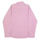 TOMMY HILFIGER DENIM Slim Fit Mens Shirt Red 90s Striped Long Sleeve 2XL