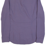 CALVIN KLEIN Slim Fit Mens Shirt Blue Crazy Pattern Long Sleeve M