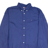 TOMMY HILFIGER Mens Shirt Blue Crazy Pattern Long Sleeve L