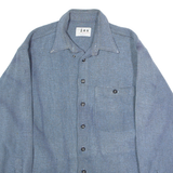 JAS Mens Plain Shirt Blue 90s Long Sleeve L