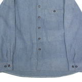 JAS Mens Plain Shirt Blue 90s Long Sleeve L