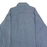 JAS Mens Plain Shirt Blue 90s Long Sleeve L