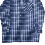 Mens Flannel Shirt Blue 90s Check Long Sleeve L