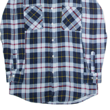F&C PROTECT LINE Mens Flannel Shirt Blue Check Long Sleeve M