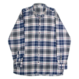 LEHNER VERSAND Mens Flannel Shirt Blue Check Long Sleeve L