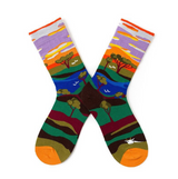 Anyfootwear 5 Pairs Size 5-9 Women Fashion Socks Combed Cotton Abstract Nature Oil Painting Design Novelty Funny Happy Crew Socks Christmas Gift Casual Socks