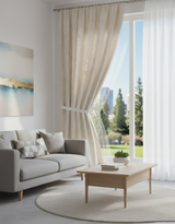 Anydrape Curtain Beige 500cmx250cm Romantic French Linen Jacquard Lace Blackout Curtain