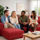 Anyseat 4-Seater Sofa Cover – Plain Red Style Slipcover for Living Room Chair Protection