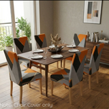 Anyseat Orange Gray Geometric Pattern Print Elastic Chair Cover – Plain Dining Slipcover & Home Décor