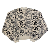 KARL KANI Cropped Womens Fleece Jacket Cream Crazy Pattern XS