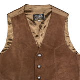 TOP SPIRIT Mens Blazer Waistcoat Brown Leather Suede 90s S