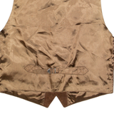 TOP SPIRIT Mens Blazer Waistcoat Brown Leather Suede 90s S