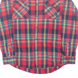 LINE SKINS Mens Flannel Shirt Red Check Long Sleeve M
