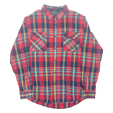 LINE SKINS Mens Flannel Shirt Red Check Long Sleeve M