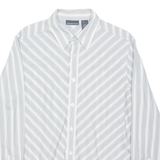 DKNY DKNY Jeans Mens Flannel Shirt White Striped Long Sleeve L