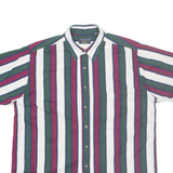 TRADER BAY Mens Shirt Green Striped L