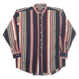 AUTHENTIC GFC Mens Shirt Black Striped Long Sleeve L