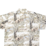 NORTH RIVER Deer Mens Shirt Brown Crazy Pattern L