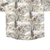 NORTH RIVER Deer Mens Shirt Brown Crazy Pattern L