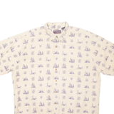 ROUNDTREE AND YORKE Boat Mens Shirt Cream Crazy Pattern XL