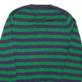 TOMMY HILFIGER Mens Patterned Jumper Green Striped Tight Knit M