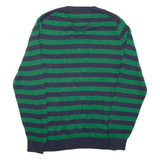 TOMMY HILFIGER Mens Patterned Jumper Green Striped Tight Knit M