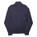 TOMMY HILFIGER Mens Jumper Blue High Neck Tight Knit L