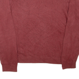 TOMMY HILFIGER Mens Jumper Maroon V-Neck Tight Knit XL