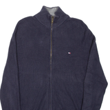 TOMMY HILFIGER Mens Jumper Blue High Neck Tight Knit S