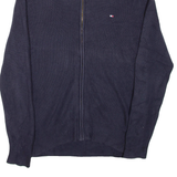 TOMMY HILFIGER Mens Jumper Blue High Neck Tight Knit S