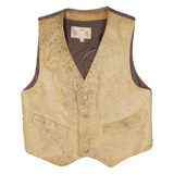 VERA PELLE Mens Biker Waistcoat Brown Faux Leather L