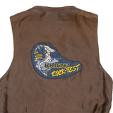 VERA PELLE Mens Biker Waistcoat Brown Faux Leather L